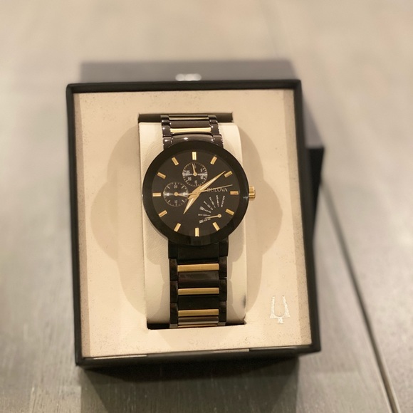 NWT Bulova Gold & Black Men’s Watch - Picture 6 of 9